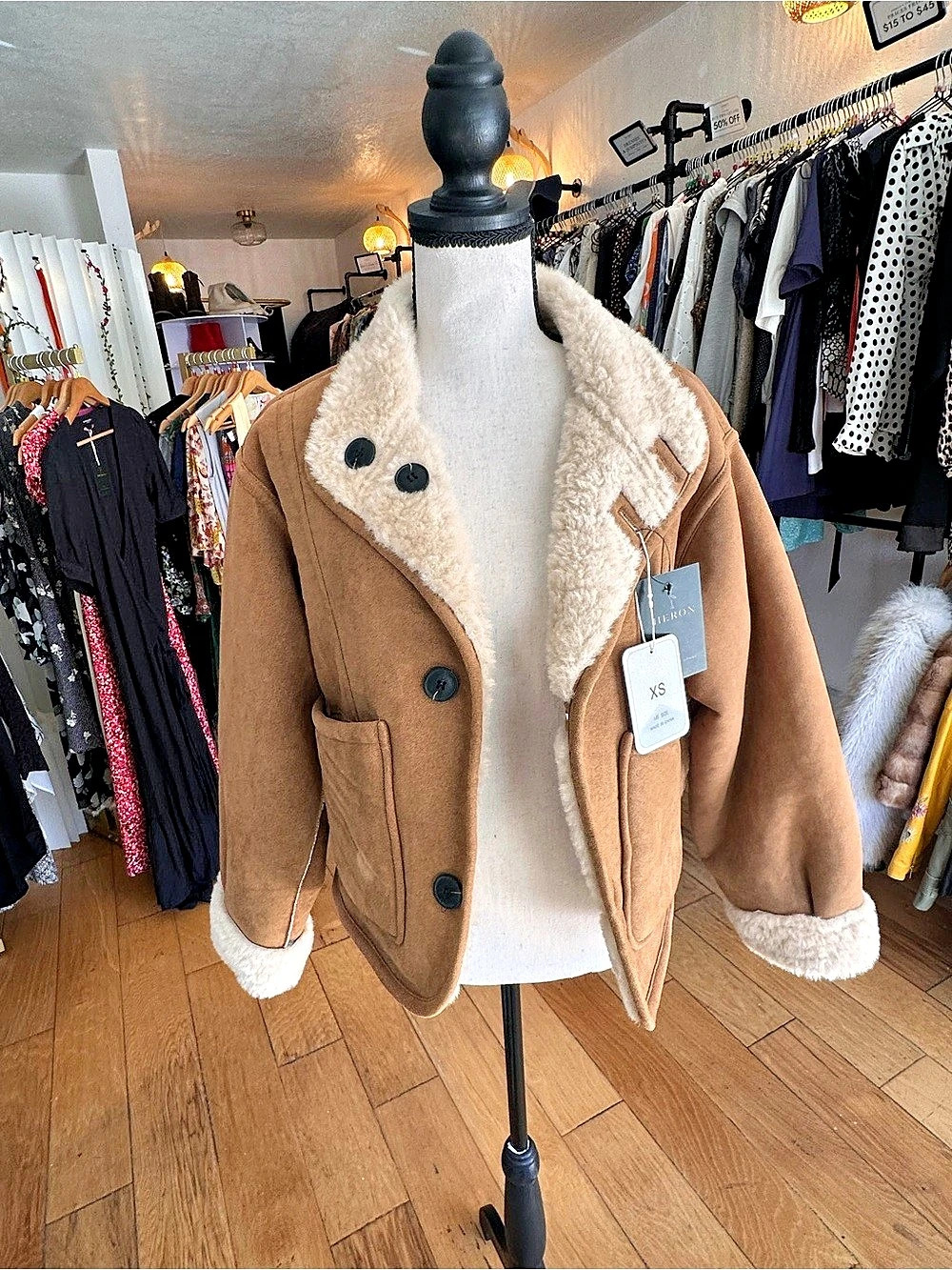 Unbranded Camel Faux Suede Sherpa Lined Jacket